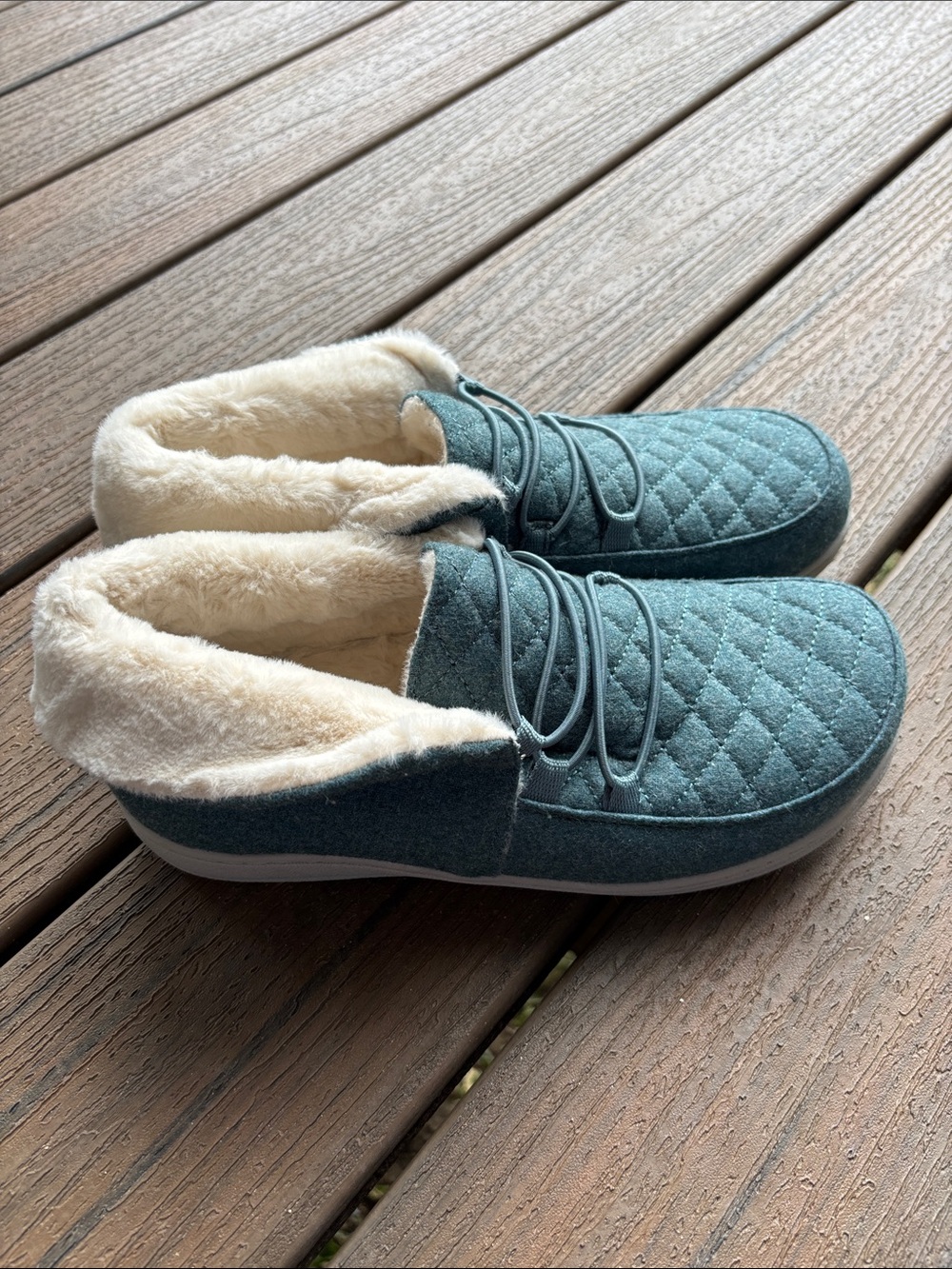 Vionic Believe Faux Fur Womens 9
Arch Supportive Slipper Mineral Green